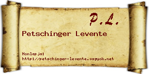 Petschinger Levente névjegykártya
